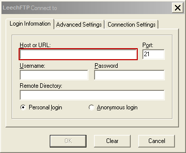 LeechFTP - Host or URL